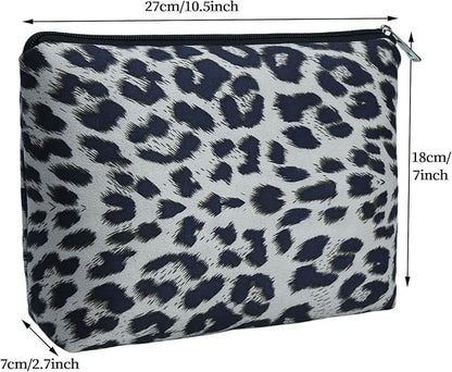 Makeup Bag For Women - Soft and Warm Material Cosmetic Bags Leopard Print Design Ladies Tote Bag,Women's Pencil Case Makeup Organizer with Zipper (White)