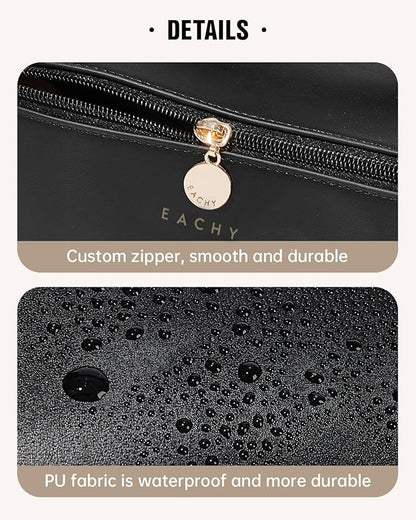 EACHY Travel Makeup Bag,Large Capacity Cosmetic Bags for Women,Waterproof Portable Pouch Open Flat Toiletry Bag Pattern Makeup Bag