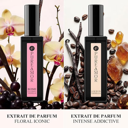 Amber Vanilla Perfume for Women, Coffee Scented Fragrance with Warm Amber & Sweet Vanilla Notes, Long Lasting Extrait de Parfum, Advanced Fragrance Travel Size 0.7 oz Eau de Parfum Spray