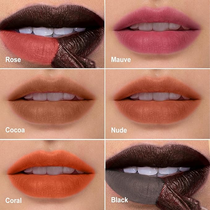 OETUIOW Lip Stain Long Lasting & Waterproof Lip Liner, Non-Stick Cup Highly Pigmented Natural Finish, Lip Gloss for All-Day Color Hold (Black)