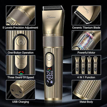 Hatteker Men's Beard Trimmer Professional Cordless Hair Clipper Barber Clipper Shaver Detail Trimmer for Men Waterproof 4 in 1