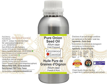 Greenwood Essential Pure Onion Seed Oil (Allium cepa) Cold Pressed 300ml (10 oz)