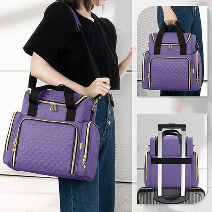 LUXJA Travel Makeup Bag with 2 Removable Cases, Cosmetic Bag with Multiple Storage Sections (Patent Pending), Purple