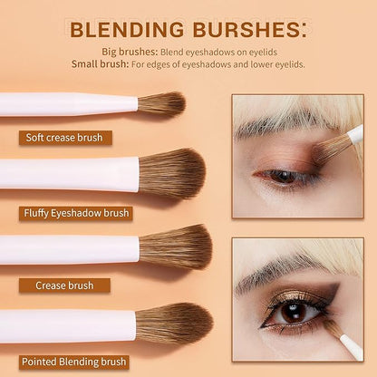 Jessup Precision Makeup Brushes 10Pcs Eye Makeup Brush Set Premium Synthetic Eyeshadow Concealer Eyeliner Eyebrow Blending Highlight Brush, Light Grey T330