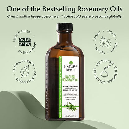 Nature Spell Rosemary Oil For Hair Growth, Pre-Diluted Hair & Scalp Oil Nourishes Dry, Damaged Hair, For Women & Men, 5.07 Fl Oz