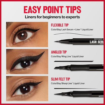 REVLON ColorStay Lash Serum + Liner, Waterproof Eyeliner, Stocking Stuffer for Her, Healthier Looking Eyelashes, Smudge-Resistant, 001 Blackest Black
