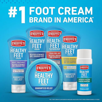 O'Keeffe's for Healthy Feet Foot Cream - 3.2 oz Jar (2 Pack) - Guaranteed Relief for Extremely Cracked, Dry Feet, Repairing Skincare, Instantly Boosts and Retains Moisture Levels