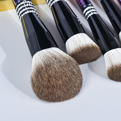 Bueart Design 16PCS Ultra Soft Makeup Brushes Sets with Holder,Professional Make up Brushes with Diamond(Purple-Black Gradient & Holder)