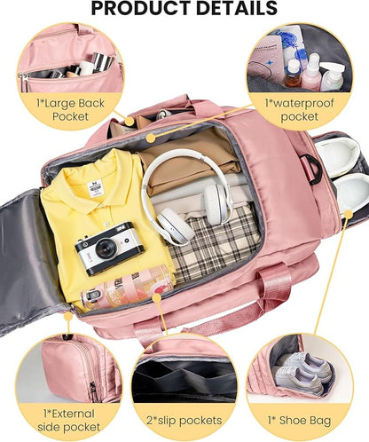 Gift for 3 4 5 6 7 8 9 10 11 12 13 Year Old Girls, Initial Gym Bags with Shoe Compartment, Dance Bag for Girls, Monogram Kid Overnight Bags, Travel Duffle Tote Gifts for Teenager (Letter S)
