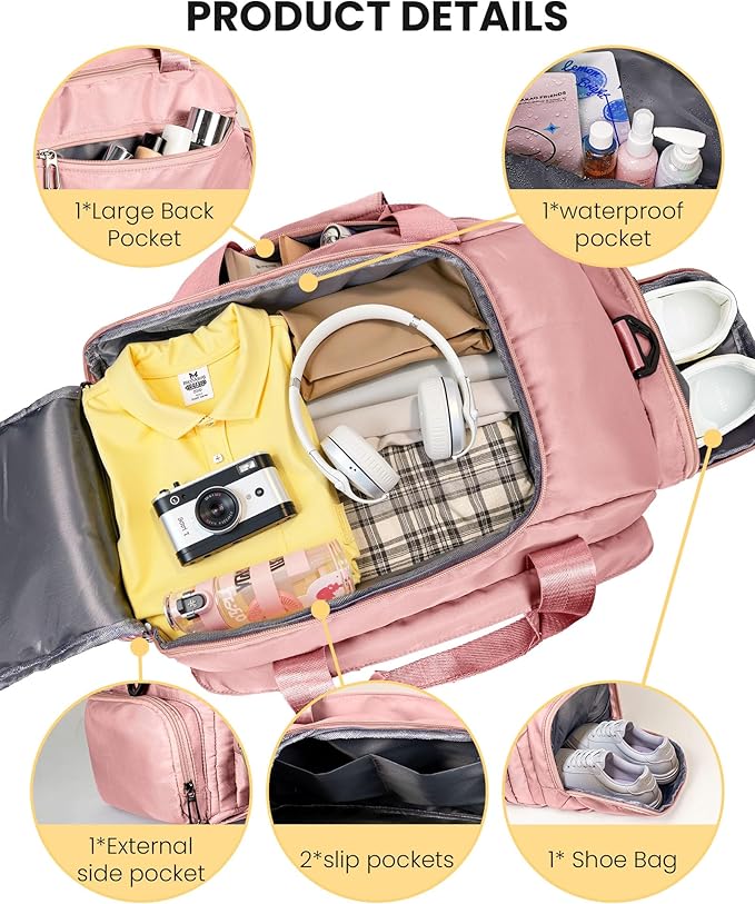 Gifts for Teen Girls 12-14, Initial Gym Bags with Shoe Compartment, Dance Bag for Girls, Monogram Kid Overnight Bags, Travel Duffle Tote-Perfect for Ballet Sport Gymnastics Cheer (Letter I)