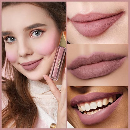 Oulac Matte Liquid Pink Nude Lipstick for Women 3PCS, Pink Nude Lip Stain Long Lasting Waterproof, No Transfer, Creamy High Pigmented Formula with Rose Oil, Vegan & Cruelty-Free (M16+M19+M24)