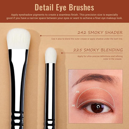 Jessup Eyeshadow Brush Set 7pcs Fluffy Eye Makeup Brushes for Eye Shadow Blending Shader Crease Concealer Black T334