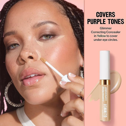 Revlon Glimmer Correcting Concealer, Liquid Under Eye Makeup, Made with Caffeine, Vitamin C, & Stevioside, 115 Yellow, 0.3 fl oz