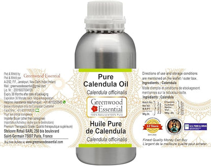 Greenwood Essential Pure Calendula Oil (Calendula officinalis) Premium Therapeutic Grade for Hair, Skin & Aromatherapy 1250ml (42.2 oz)