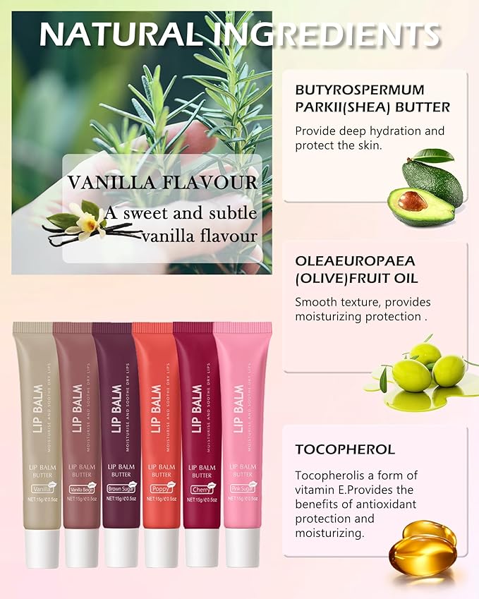 Lip Balm Butter Chrrey, Hydrating Tinted Butter Lip Gloss,Clear Lip Mask Lip Care Moisturizer, Smooth Lip Treatment Balm,Non-Sticky Jelly Glow Reviver Fat Lip Oil,Christmas Makeup Gift for Women-05