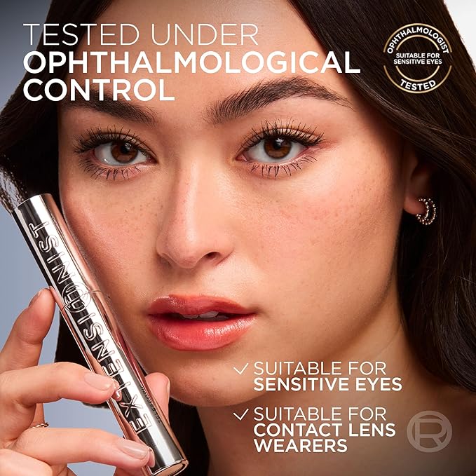 L'Oreal Paris Extensionist Mascara, Lengthening, Volumizing, and Curling Formula For a Lash Extension Eye Makeup Look, Washable True Brown