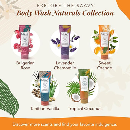 Saavy Naturals Body Wash Sweet Orange Plant-Based Ingredients| Made In USA | Sensitive Skin Body Wash, l Organic & Vegan Formula With Coconut Oil, Shea Butter, And Aloe Vera - 8.5 Fl Oz