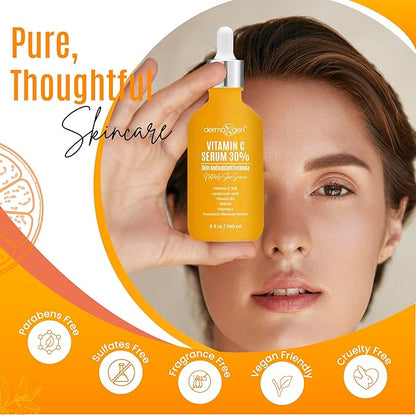 30% Vitamin C Serum (8 Fl Oz) Pure Organic Anti- Wrinkle + Hyaluronic Acid + Retinol + Vitamin E + Vitamin B, Facial Serum For Anti-aging, Wrinkles, And Fine Lines.
