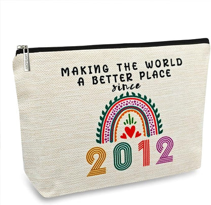 13 Year Old Girl Gift Ideas, 13th Birthday Gifts for Teenage Girls, Funny 2012 Birthday Decorations Makeup Bags for Her, Sister, Daughter, Niece, Cute Cosmetic Travel Pouch for Teen Girls Trendy Stuff