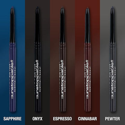 Maybelline Unstoppable Waterproof Mechanical Blue Eyeliner Pencil, Easy to Apply, Smooth Glide, Up to 24 Hour Wear, Sapphire, Pack of 2