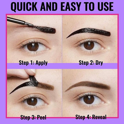 Easy Peel Off Eyebrow Gel, Tattoo Eyebrow Gel Easy Peel Off, Waterproof & Transfer-Proof Lasts Up to 3 Days Brow Color for Women, Create Fuller & Defined Looking Brows At-Home (03# Gray Brown)