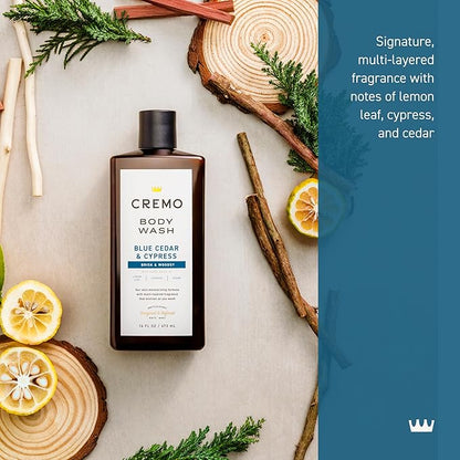 Cremo Body Wash Men, A Woodsy Scent with Notes of Lemon Peel, Cypress and Cedar, 16 Fl Oz