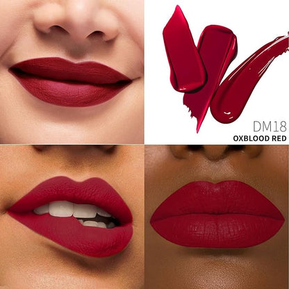 3Pc Matte Liquid Lipsticks for Women, Dark Red Lipstick Dusrty Nude Lisptick Red Lipstick, Cruelty Free Long Lasting Lip Makeup, DM18+DM05+DM10