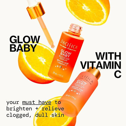 Pacifica Glow Baby Brightening Skincare Set – Vitamin C Booster Serum, Hydrodew Vegan Snail Moisturizer & Dreamlit Illuminating Lotion for Glowing Skin, Hydration & Radiance