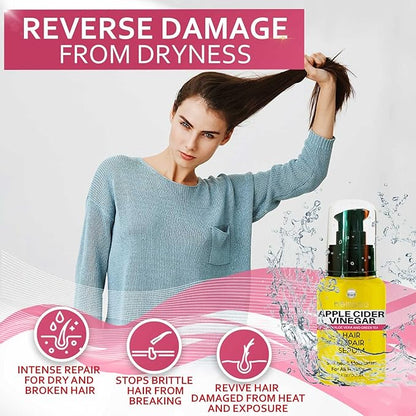 Apple Cider Vinegar Hair Serum Oil - Anti Frizz Styling Product to Stop Flaky and Itchy Scalp - Repair Treatment for Dry and Damaged Hair - Intense Moisturizer for Women and Men – For All Hair Types