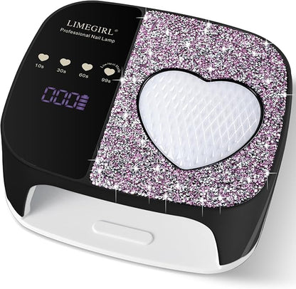 LIMEGIRL UV LED Nail Lamp Kit for Gel Polish Professional Fast Curing Black Dryer Light Set with 4 Timer Settings Cordless Rechargeable Nail Art Cure Machine for Manicure Pedicure at Home and Salon