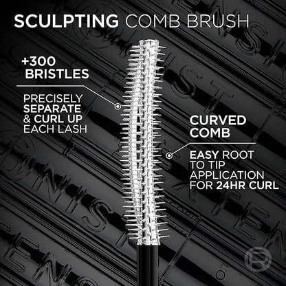 L'Oreal Paris Extensionist Mascara, Lengthening, Volumizing, and Curling Formula For a Lash Extension Eye Makeup Look, Washable Blackest Black