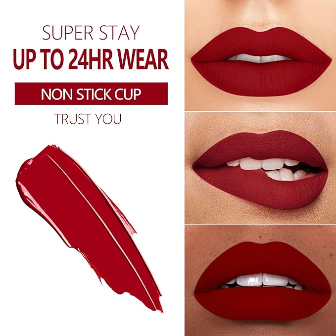 MAKI YIKA Red Lipstick for Women Color Stay Long Lasting Lipsticks Smudgeproof Matte Liquid Lipstick Transferproof Cruelty-Free Lip Color |Trust You