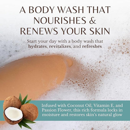 Coconut Body Wash, Cleans, Softens & Nourishes, Ultra Moisturizing Shower Gel for Dry and Sensitive Skin, Women & Men, Organic & Natural, 16 fl oz, 2-Pack