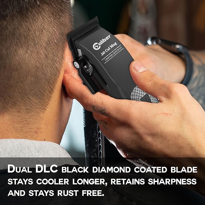 .50 Cal Limited Edition Clipper - Long Lasting 8+ Hours of Power - Ultra Low Noise Technology - Rechargeable Powerful Battery - Easy Zero Gap Cut - Hair Grooming Tool for Men (Black)