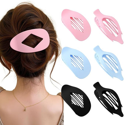 Lourny Flat Hair Clips for Women, 6PCS Flat Claw Clips for Thin Hair Lightweight Non-Slip Claw Clips for Women