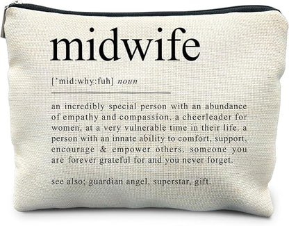 Midwife Doula Gifts, Midwife Definition Makeup Bag Gifts for OBGNY Doctors Nurses, Pediatrician Obstetrician, Gynecologist Midwife Appreciation Gifts for Women, Midwife Cosmetic Bag Pouch