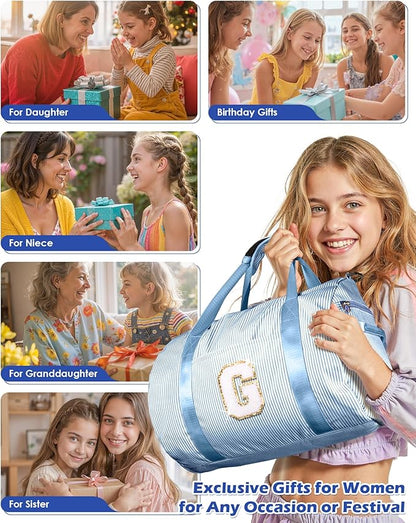 Toddler Birthday Gift, Girls Travel Duffle Bag, Kids Initial Overnight Bags with Shoe Compartment, Customized Weekender Bag with Makeup Pouch, Teen Girl Gifts Trendy Stuff (Letter N)