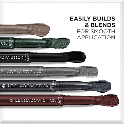 L'Oreal Paris Makeup Le Shadow Stick Eyeshadow, Blendable, Smudge-Resistant, Smokey Cream Eyeshadow, 490 All Night Black