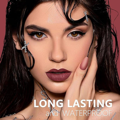 Dark Purple Lipstick Long Lasting Lipsticks for Women Pigmented Smudgeproof Transferproof Vegan Cruelty Free Chestnut Lip Makeup, A55 Summer