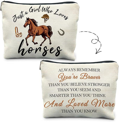 RYYCDOIHorse Lovers Make Up Bag, Horse Cosmetic Bag, Girls Horses Gifts