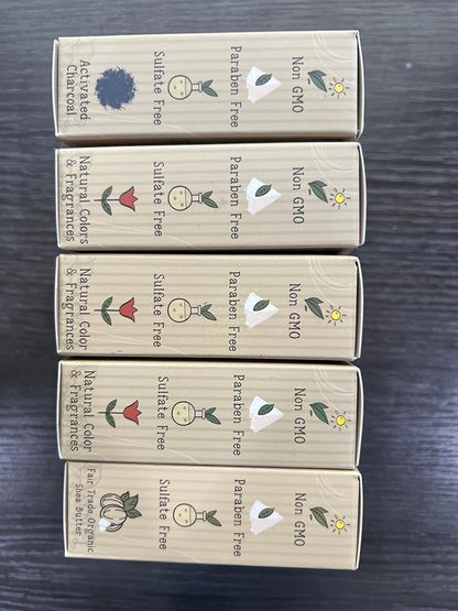 Organic Charcoal Variety Bar Soap - Gentle Cleansing for Sensitive Skin, Herbal and Mint - 5 Pack