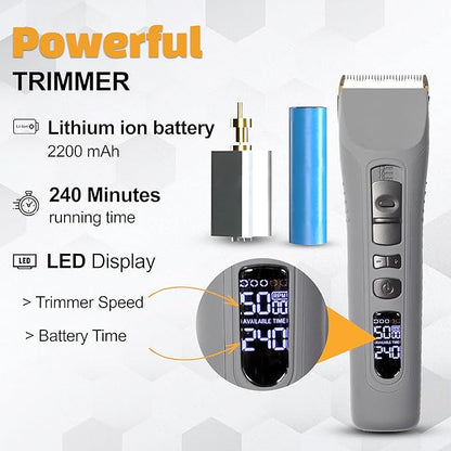 Brio Beardscape V1 Beard Trimmer for Men Professional with Low Friction Ceramic Blade, Cordless Professional Hair Trimmer for Barbers with 4 Hrs of Long Battery Timing, Ideal for Beard & Body (Gray)