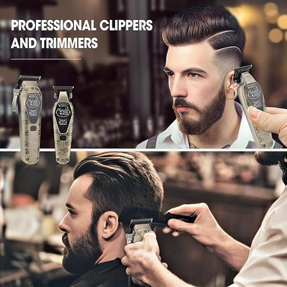 Karrte Professional Hair Clippers and Trimmer Set, 2 in 1 Hair Clippers for Men, Pro Clipper, T-Shaper Trimmer, Cordless Clippers and Grooming Set, Hair Cutting Kit for Gift