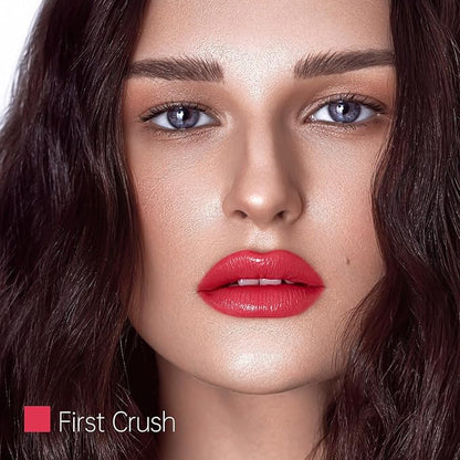 Classic Red Moisturizing Lipstick – Hydrating Creamy Lip Color for Dry & Sensitive Lips, Lightweight Glossy Tinted Balm, Long-Lasting Lipstick for Women (First Crush)