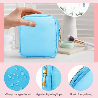 Remerry 6 Pcs Nylon Cosmetic Bag Travel Make up Pouch Toiletry with Zipper Preppy Makeup Bag Waterproof Organizer Case Set for Women Girls(4.7 x 5.1 x 2 Inches,Mixed Colors)