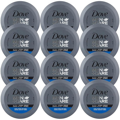 Dove Men+Care Ultra Hydra Cream - Dove Lotion, 3-In-1 Advanced Skin Care for Men, Face Cream, Hand Cream, and Body Lotion for Extremely Dry Skin, All Skin Types, 5.07 Fl Oz (Pack of 12)