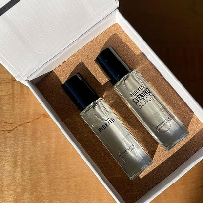 PIRETTE MIni Fragrance Oil Roll On Duo Set Evening Glass Fragrance Oils, Beach-Inspired, Long Lasting Perfume Oil Set, Travel Size Perfume, 2 x 0.25 fl oz