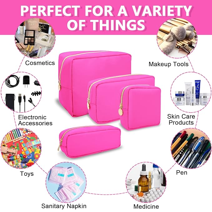 6 Pcs Waterproof Mini Makeup Bag Pouch for Purse,Small Cosmetic Travel Bag Pouch Nylon Toiletry Organizers Bag for Women Girls,Cute Mini Zipper Pouch Preppy Coin Purse for School Work Camping Travel