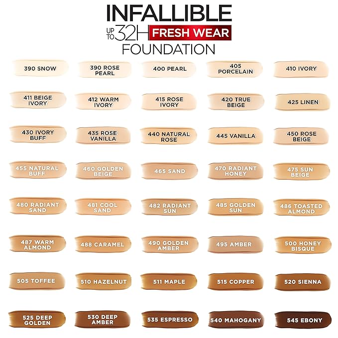 L'Oreal Paris Makeup Infallible Up to 32 Hour Fresh Wear Lightweight Foundation, 460 Golden Beige, 1 Fl Oz, Packaging May Vary