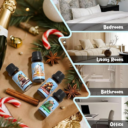 Holiday Essential Oils Set, Fragrance Oil Set for Diffuser, Scent Diffuser Oil for Candle Making-Vanilla Cinnamon Cookies, Caramel Apples, Gingerbread, Fir Cedar, Orange Cloves, Mulled Wine